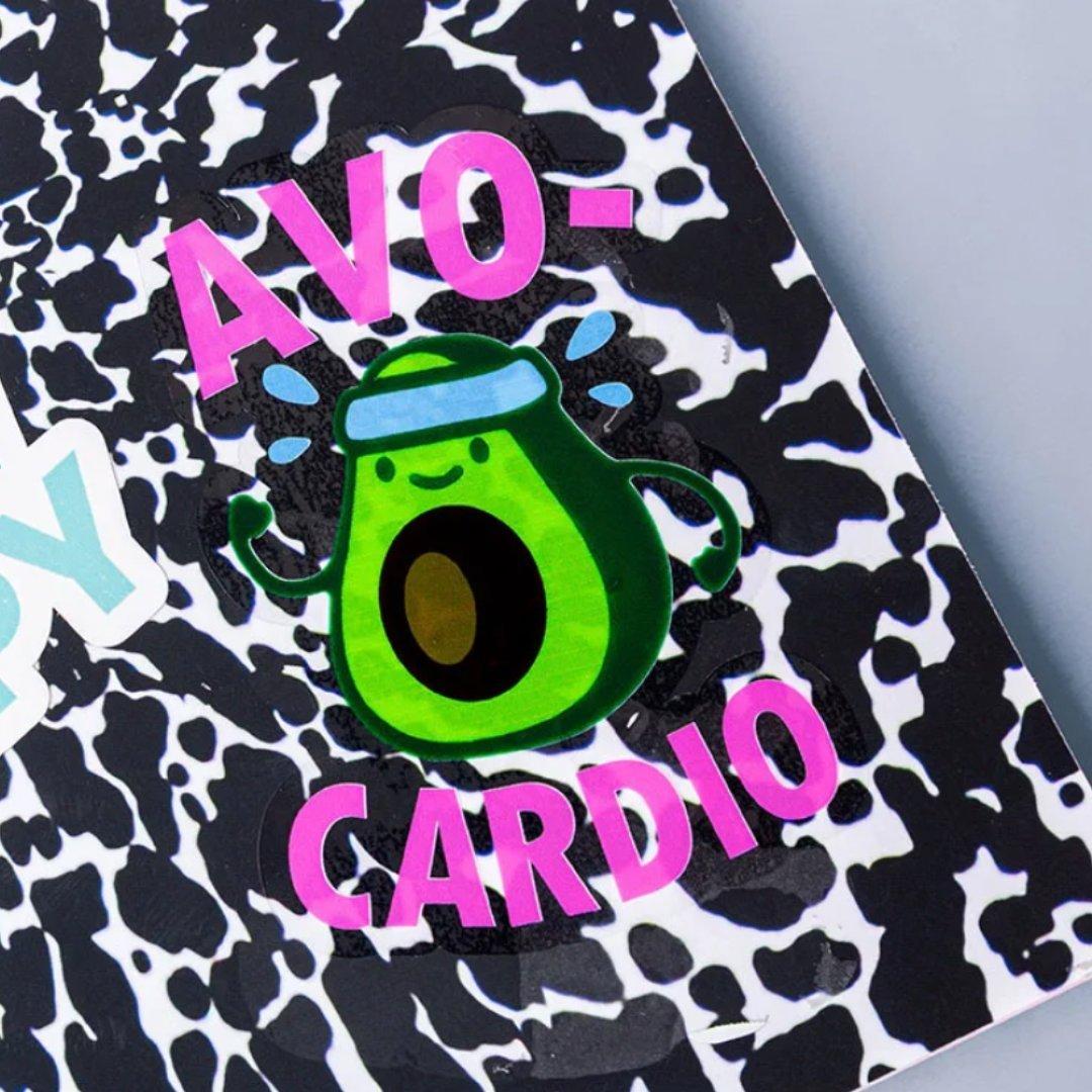 avocardio sticker on notebook